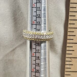 Sterling Silver/Diamond/Yellow Diamond Channel Inlaid Ring Size 7 Marked/Tested+